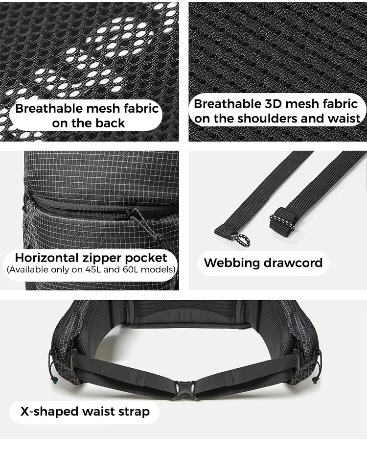 Naturehike Rock 2.0 Wanderrucksack Großer Outdoor-Rucksack für Freizeitsport und Reisen Kletter- und Campingrucksack – Detail 24
