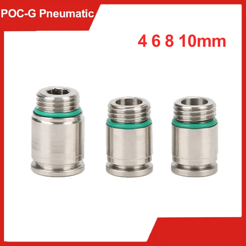 

POC-G Straight Through Pneumatic Quick Connector G1/8 1/4 3/8 1/2 External Thread Hose Connector 304 Stainless Steel 4 6 8 10mm