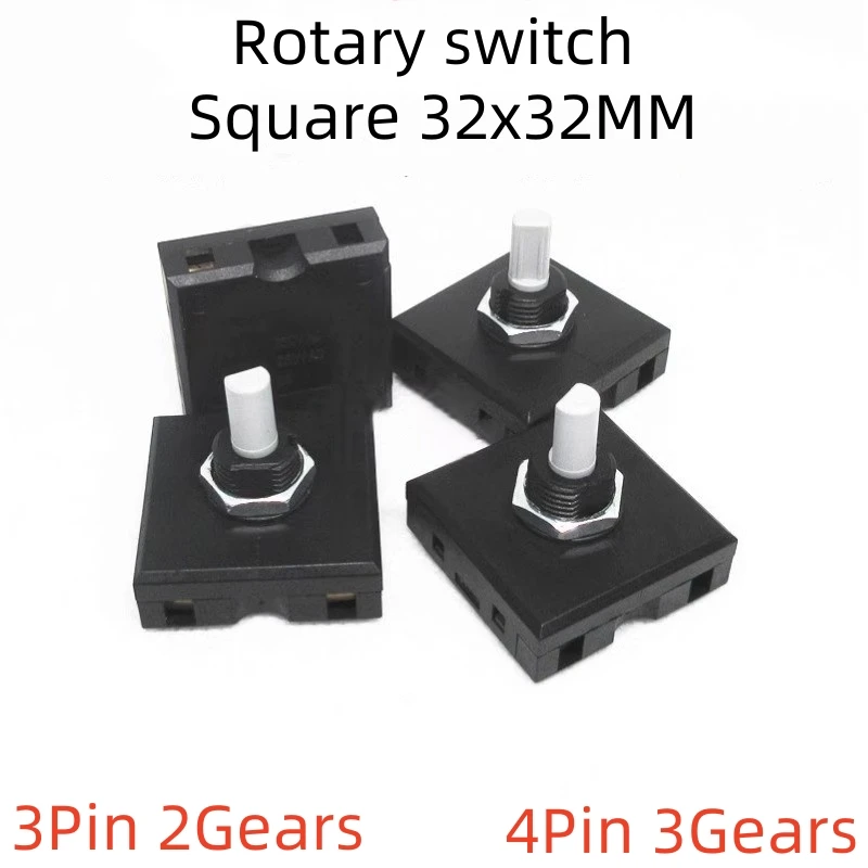 

2 шт. 10-позиционный (3А) квадратный поворотный переключатель 32 мм с 4 разъемами для скоростного регулирования вентилятора, для кухонных и здорового питания-кастрюль