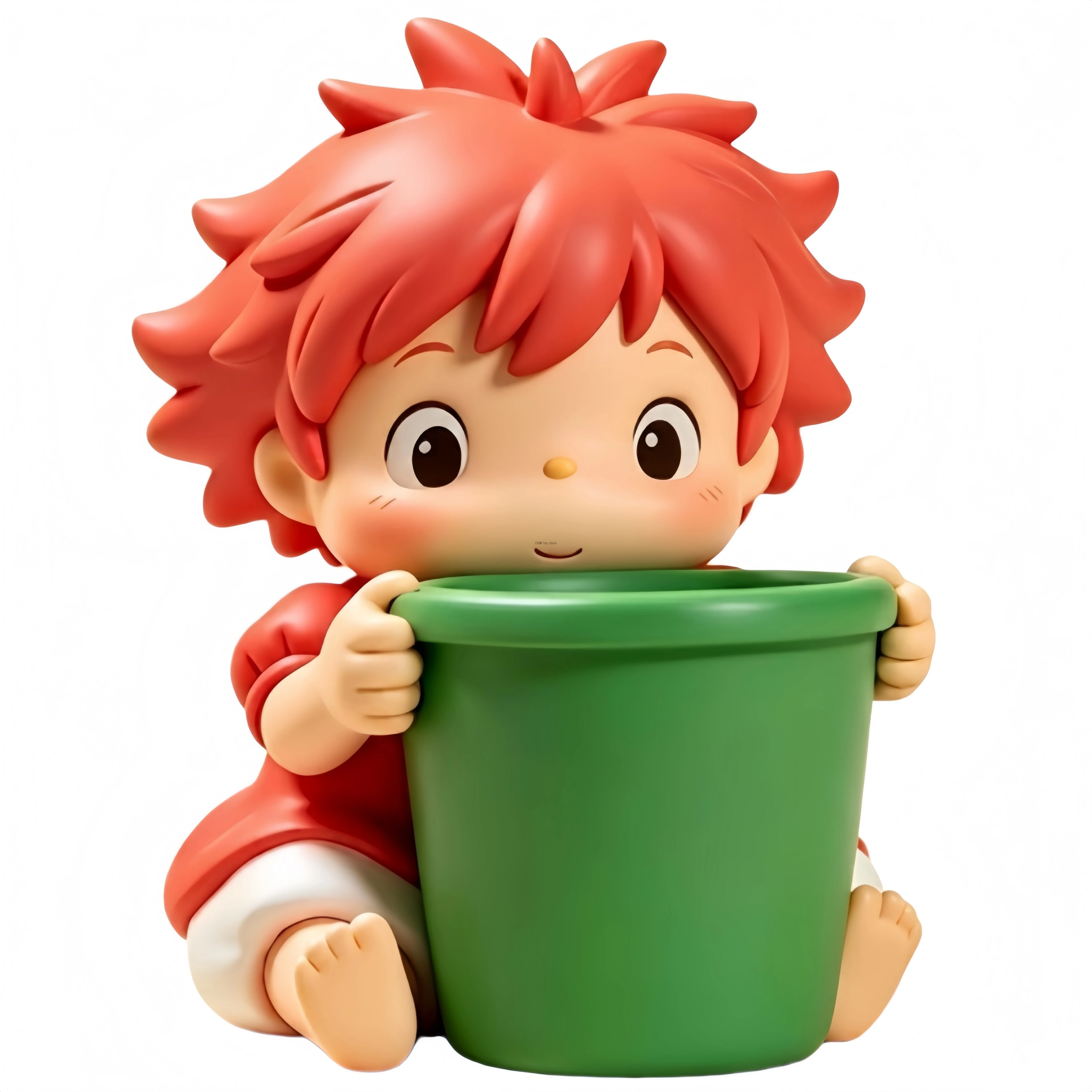 Cute Ponyo On The Cliff 3D Figure Storage Bucket Anime Desktop Makeup Stationery Sundries Organizer Storage Container Fans Gift