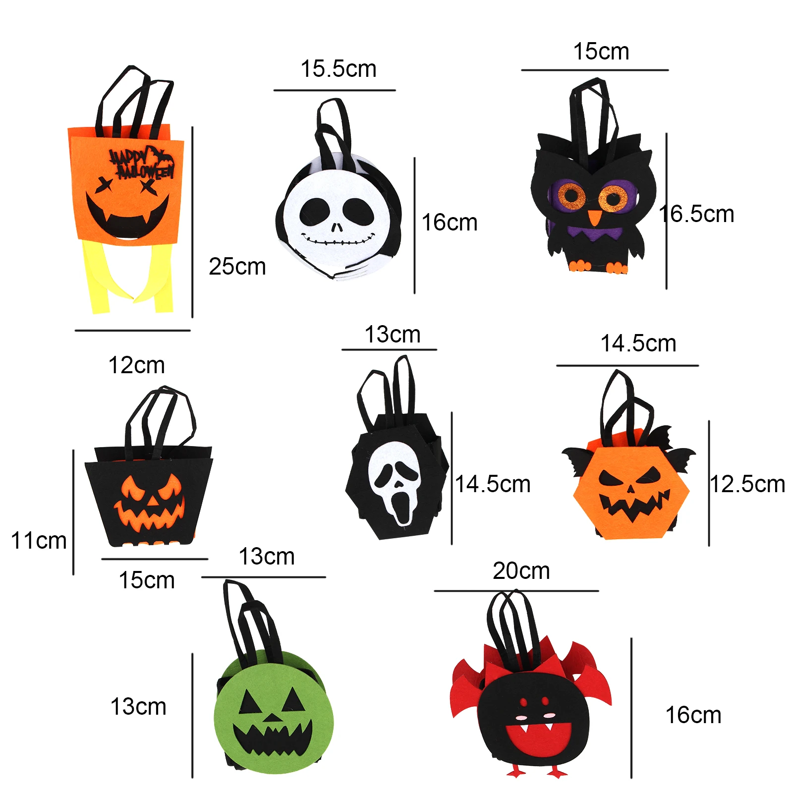 

Halloween Decoration Candy Bags Ghost Festival atmosphere decoration props non-woven three-dimensional handbags party supplies