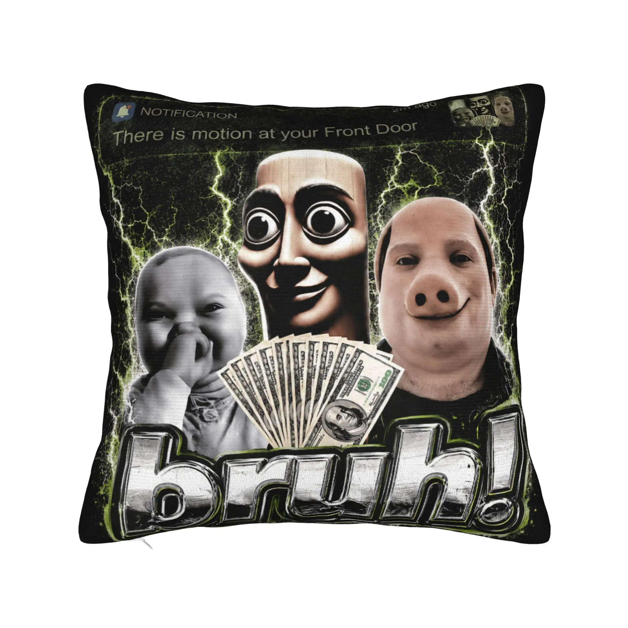 Pillow Case Motion At Your Front Door Tung Sahur John Pork Ai Baby Meme Custom Pillow Cover For Couch Sofa Bedroom Pillowcases