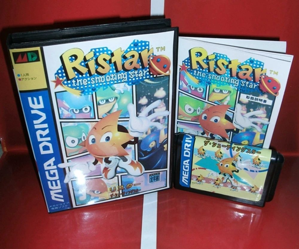 Ristar with Box and Manual for 16 Bit Sega MD Game Cartridge Megadrive Genesis System