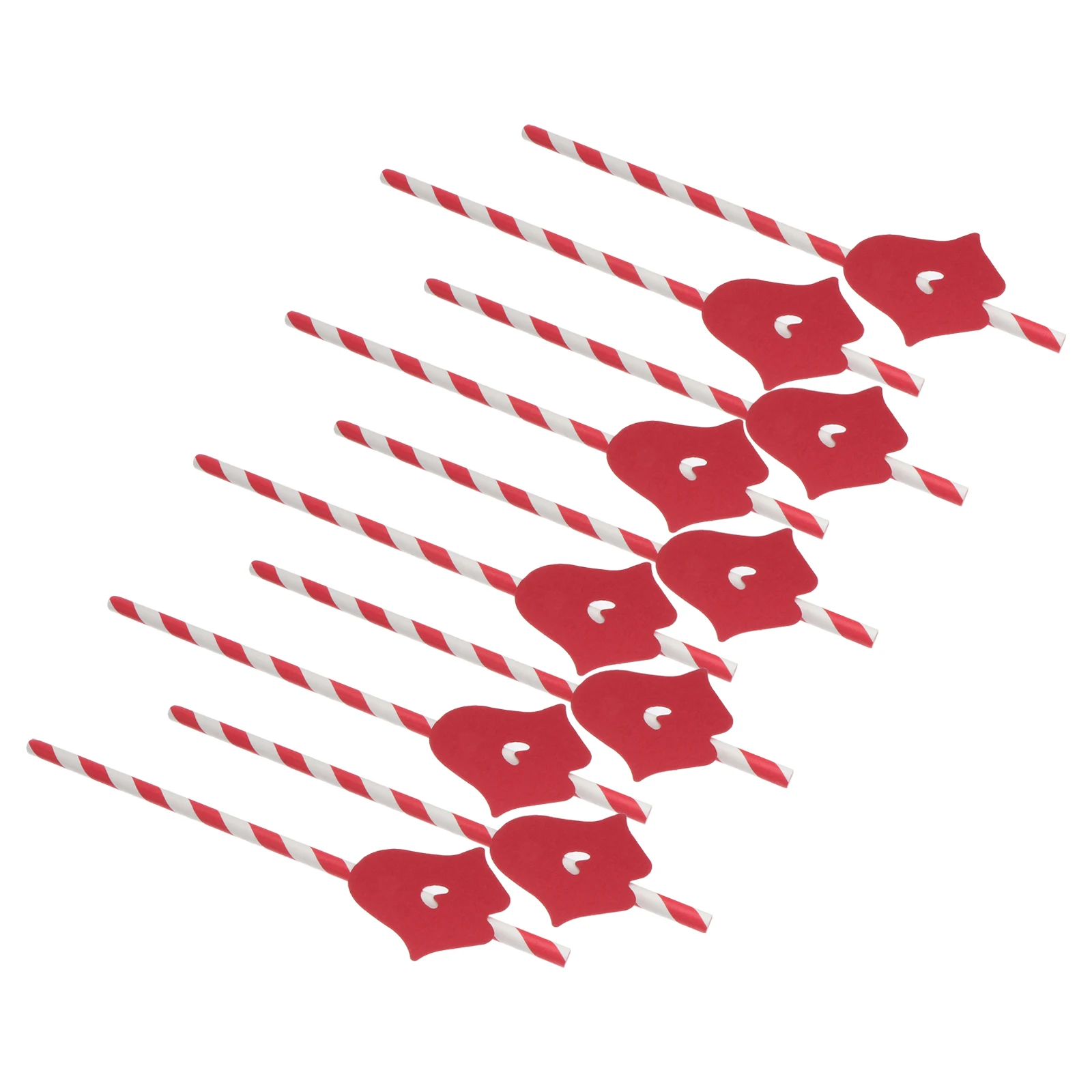 

20pcs Red Paper Straws Valentine Party Decoration Props Durable Premium Material Bar KTV Decorative Drinkware Supplies