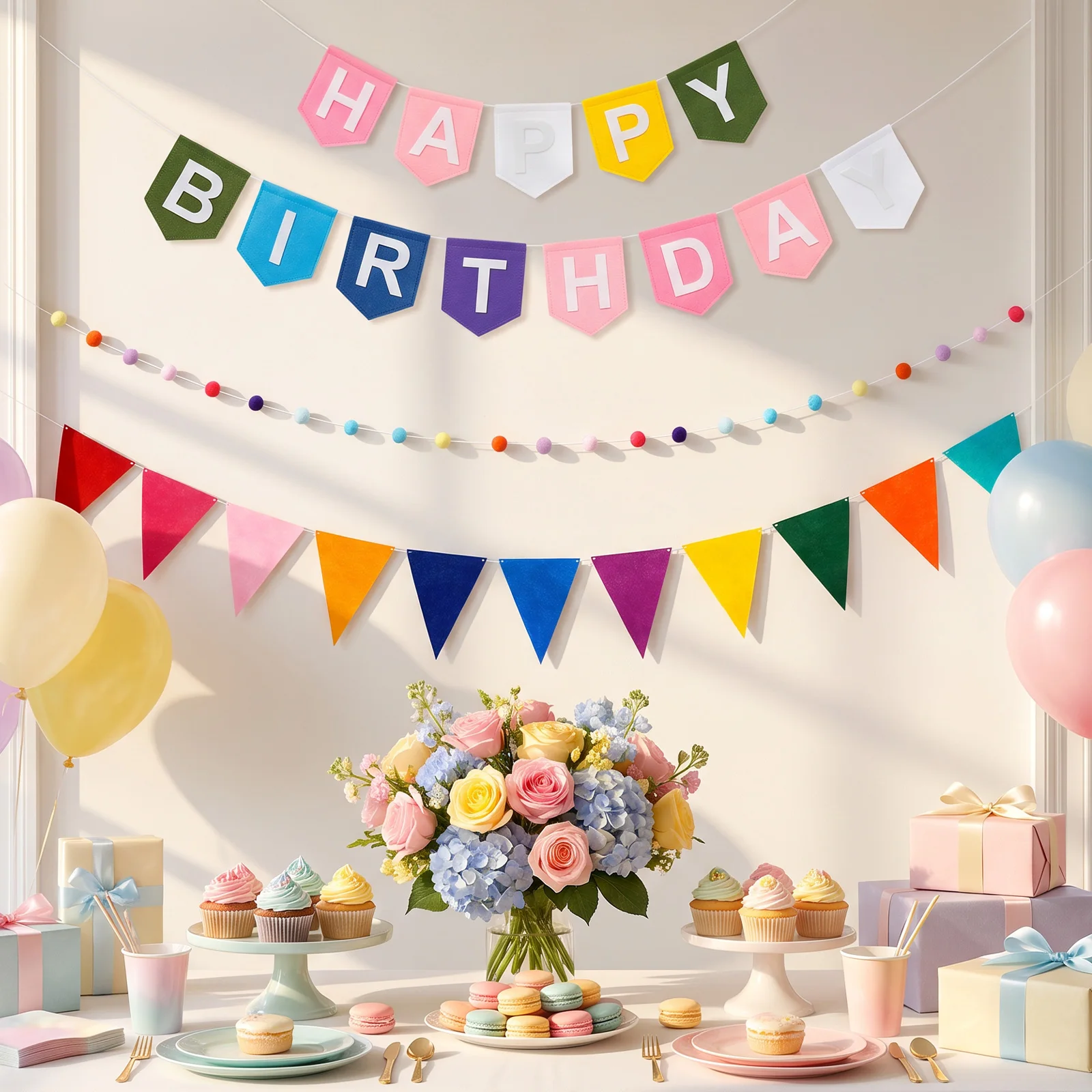 1 Set Happy Birthday Banner Wimpelkette Partydekoration Bunter Happy Birthday Banner Set Wiederverwendbare Geburtstagspartydekoration