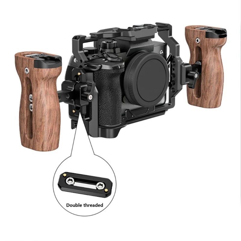 Pegangan Samping Kayu Universal Pelepasan Cepat untuk Sangkar Kamera dengan Ketinggian Dapat Disesuaikan