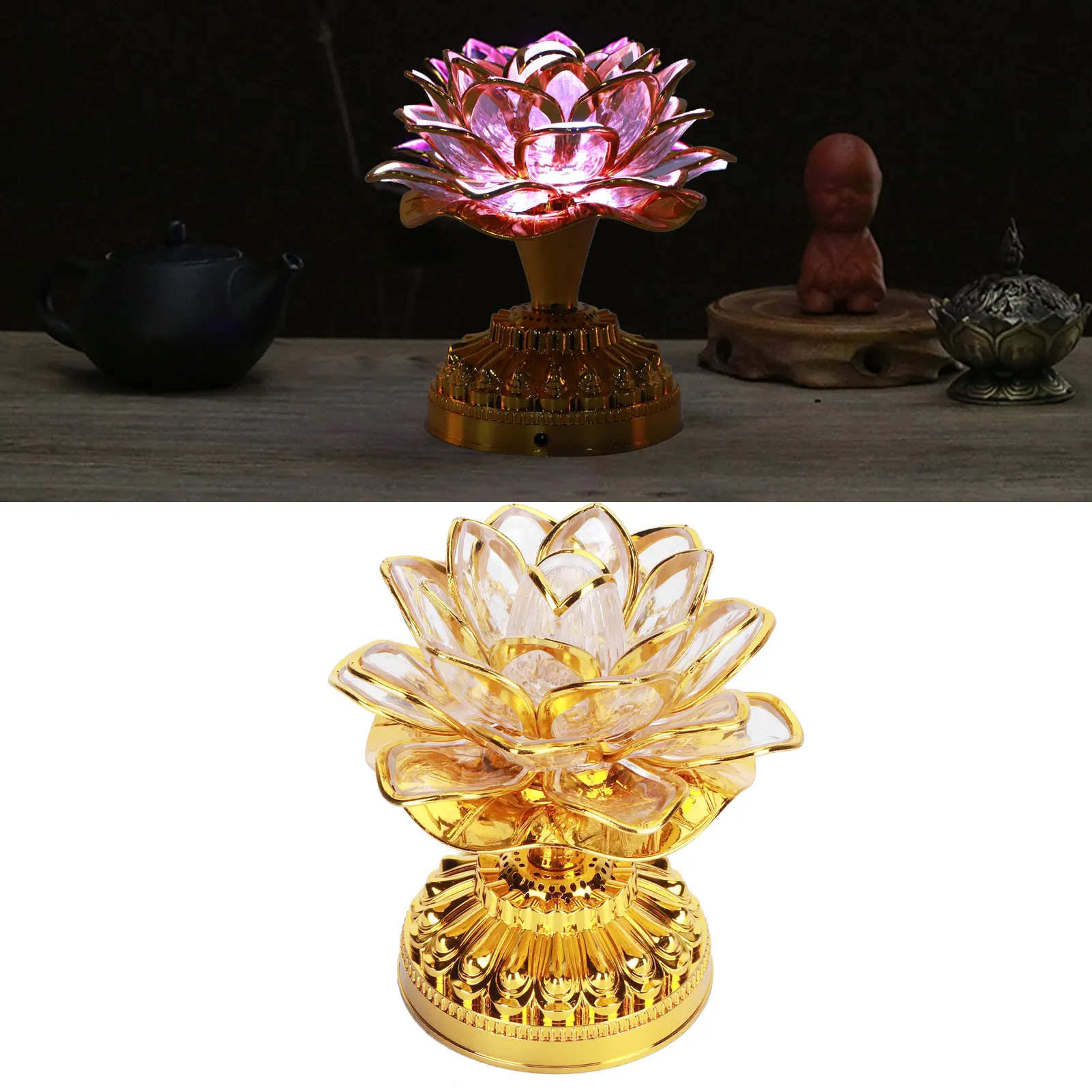 F2 1-2 pz Colorato Buddista Lampada A Led Lunga Luce Luminosa Lanterna Culto Ricchezza Dio Lanterne Protezione Ambientale Buddha Luce