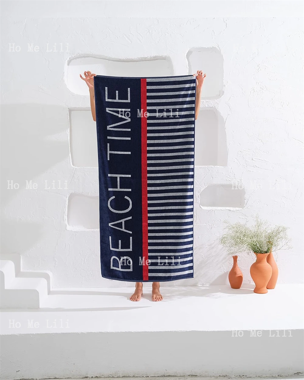 Beach Time Stripe Soft Highly Absorbent Quick-Drying Towel Multipurpose For Bathroom Hotel Gym And Spa