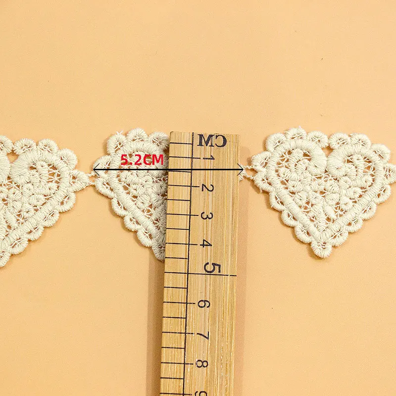 Cotton Embroidered Heart Lace Trim, Ribbon Handicrafts, DIY Sewing Craft, Clothing Garment Accessories, High Quality 4.5cm Width