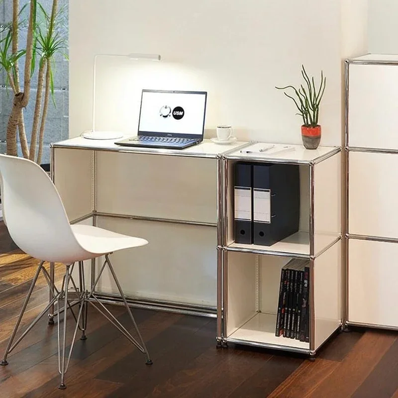 Module Cabinet Computer DeskMobile Internet Celebrity Study Office Stainless Steel Soild Wood Combination Module Laptop Desk