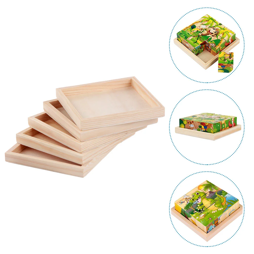 5 Pcs 3D Three-dimensional Puzzle Six-sided 16-piece Special Tray Sorting Trays for Blocks Serving Puzzles Snack