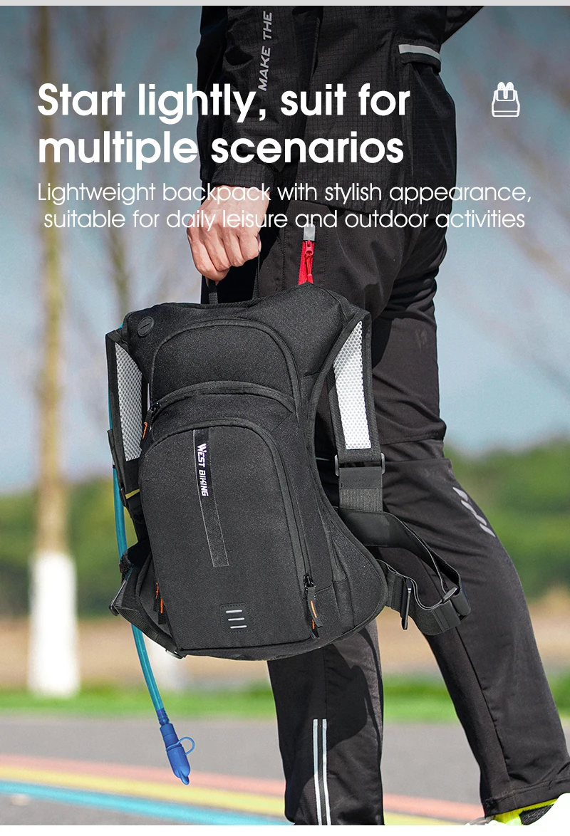 WEST BIKING 20L Fahrrad-Hydrationsrucksack Ergonomischer Kreuzgurt Kletter- und Wanderrucksack für Outdoor-Sport und Reisen mit Reflektoren – Detail 12