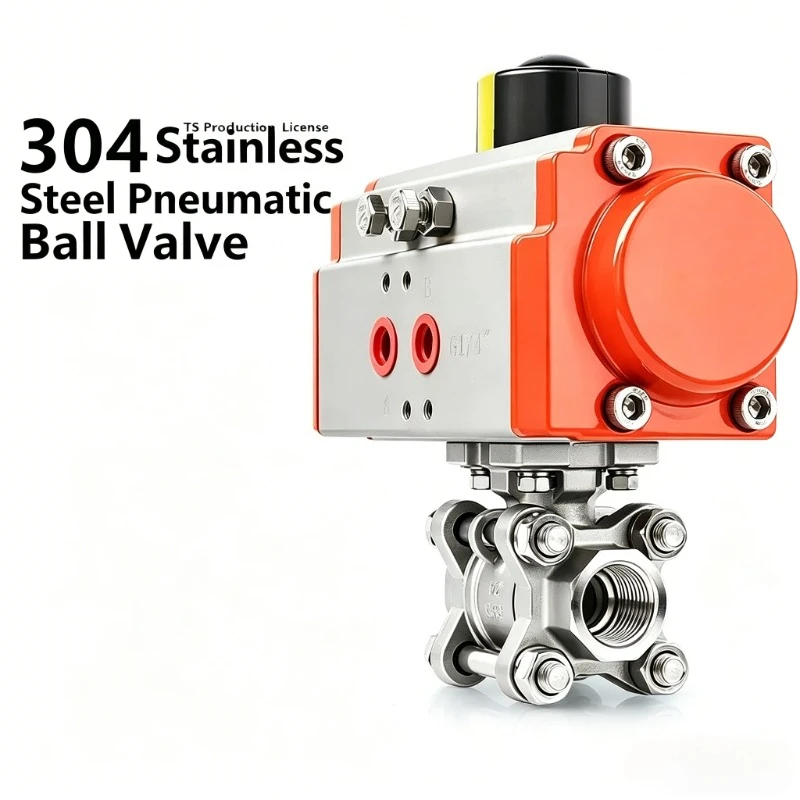 

DN8 DN10 DN15 DN20 DN25 DN32 DN40 DN50 Three Piece Pneumatic Ball Valve With High Platform 304 Double Acting Cylinder