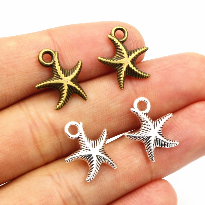 16x13mm 20pcs Antique Silver Plated Bronze Plated Starfish Handmade Charms Pendant:DIY for bracelet necklace