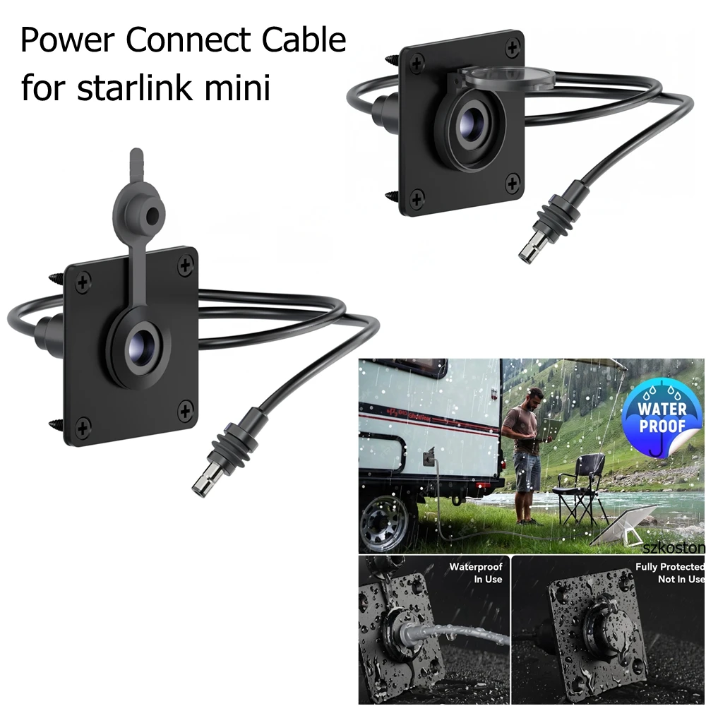 Waterproof Wall Socket Passthrough for Starlink Mini Aluminum DC 5.5 x 2.1 Female Power Connector Outlet/Port  for RV Boats