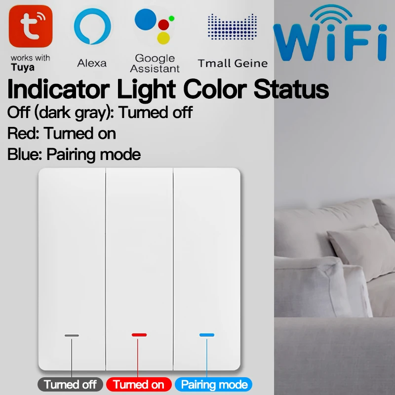 1/2/3 Gang Tuya ZigBee Light Switch Kit (Transmitter), No Neutral Wire/Capacitor, Compatible with Alexa Smart Life