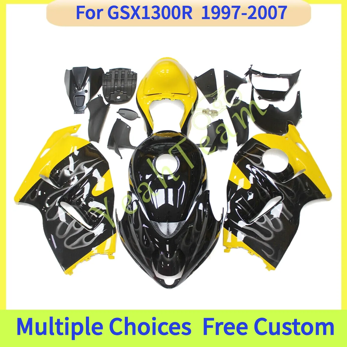 

Great Quality Fairing Kit for Hayabusa GSXR1300 1997 1998 1999 2000 2007 GSX-R 1300 97-07 Injection Bodywork Set,yellow black