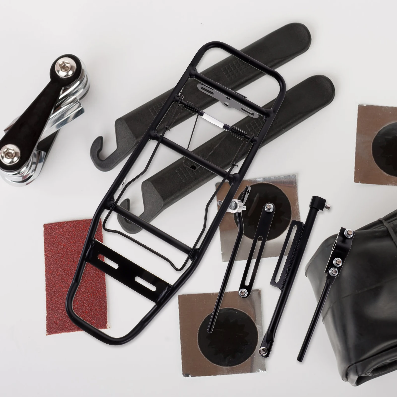 

Bicycle Rear Rack Durable Lightweight Compact Bike Carrier Luggage Shelf Back Stand Mountain Cargo Suitcase Holder