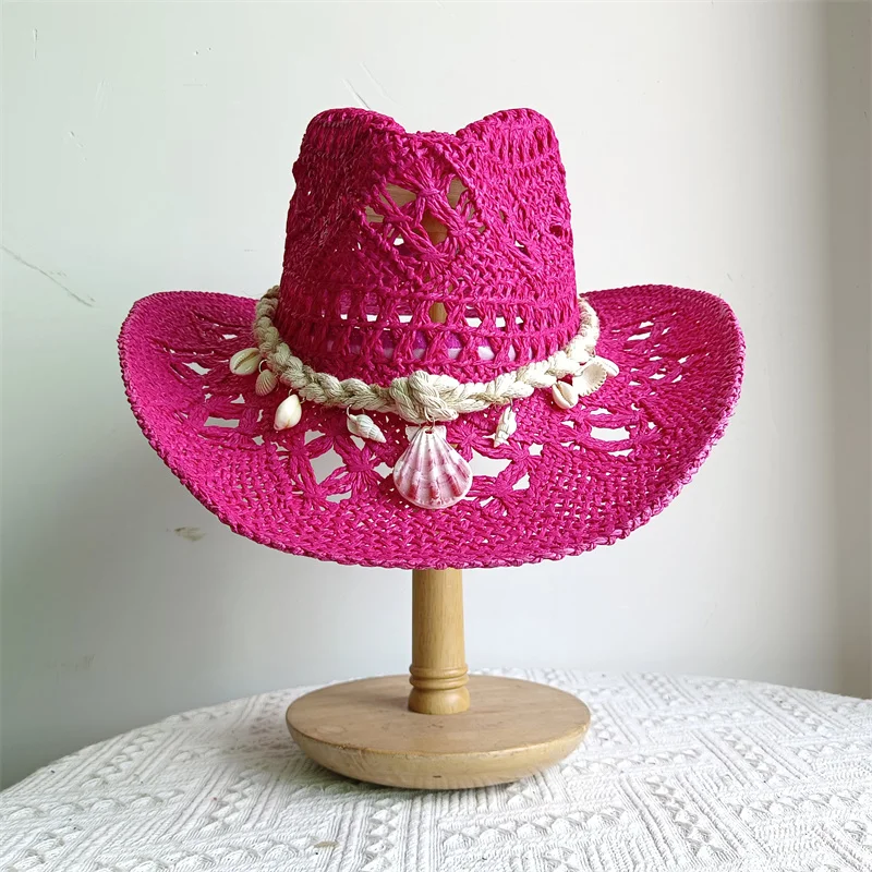 2025 Shell Malan cowboy hat retro straw hat new men and women jazz cowboy hat straw sun hat summer hat wide brim hat sombrero