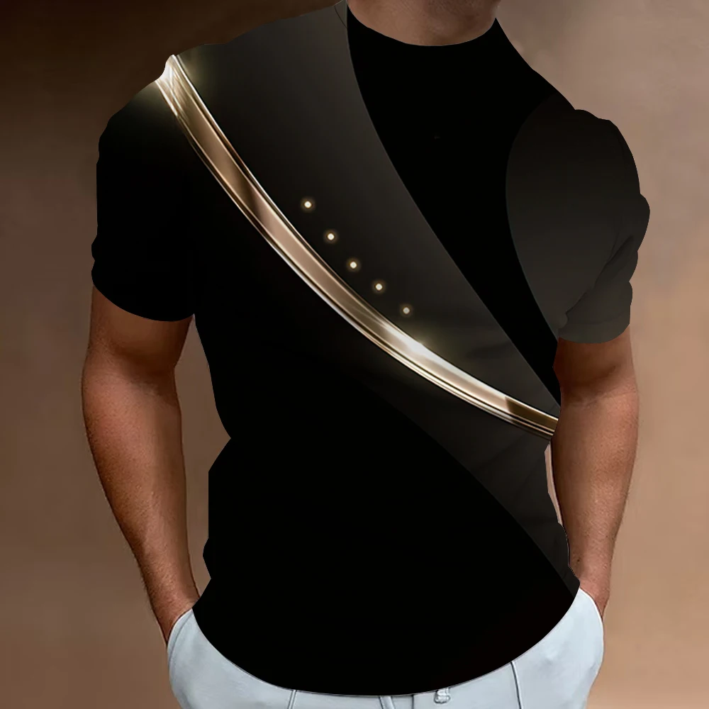 Magliette da uomo stampate con linea 3D Magliette di moda per uomo Street Design Top a maniche corte T-shirt Abbigliamento sportivo casual quotidiano Abbigliamento per ragazzi