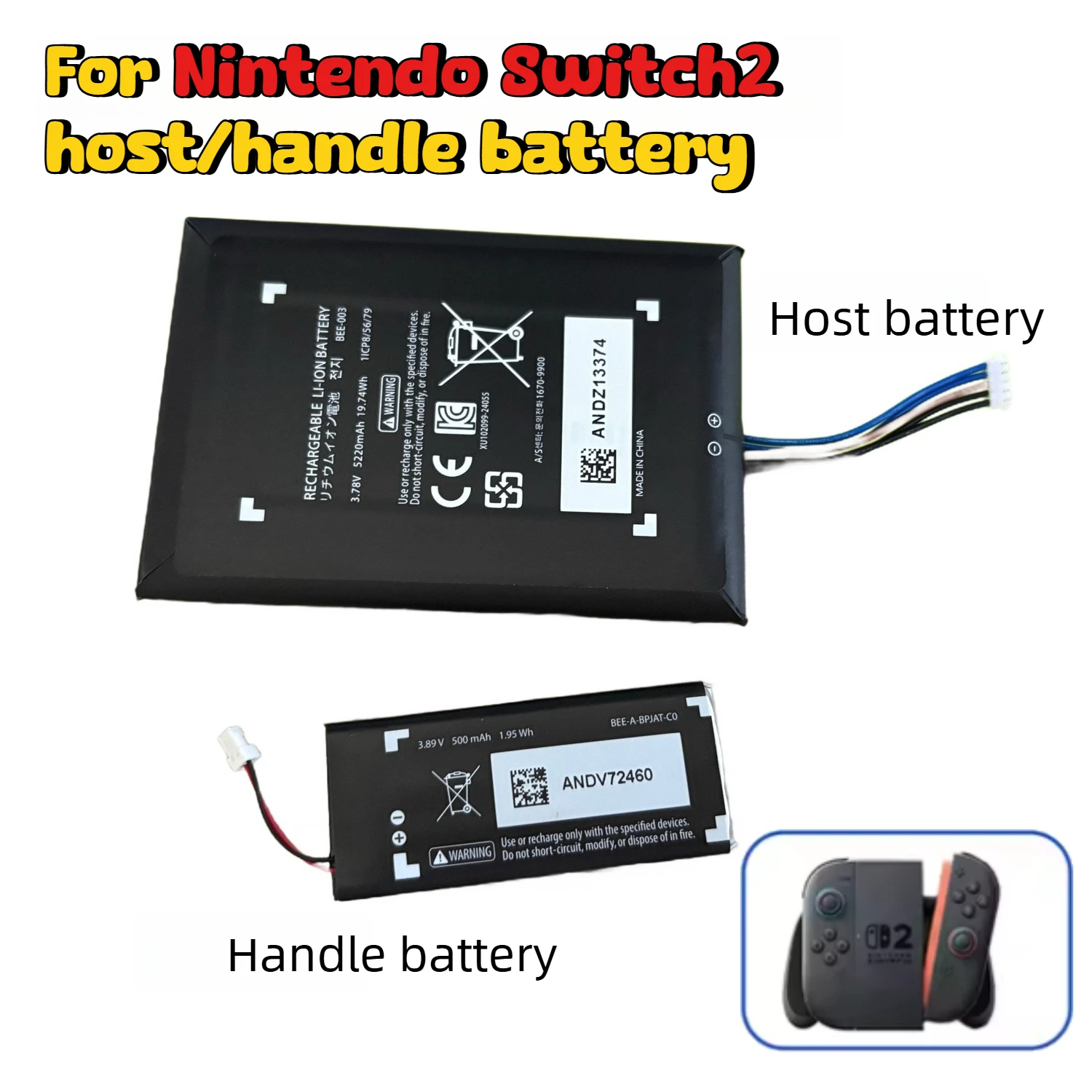BEE-003 3.7V 5220mAh Rechargeable Li-ion Replacement Battery 3.89V 500mAh BEE-004 for Nintendo Switch 2 NS2 Console Joy-Con 2
