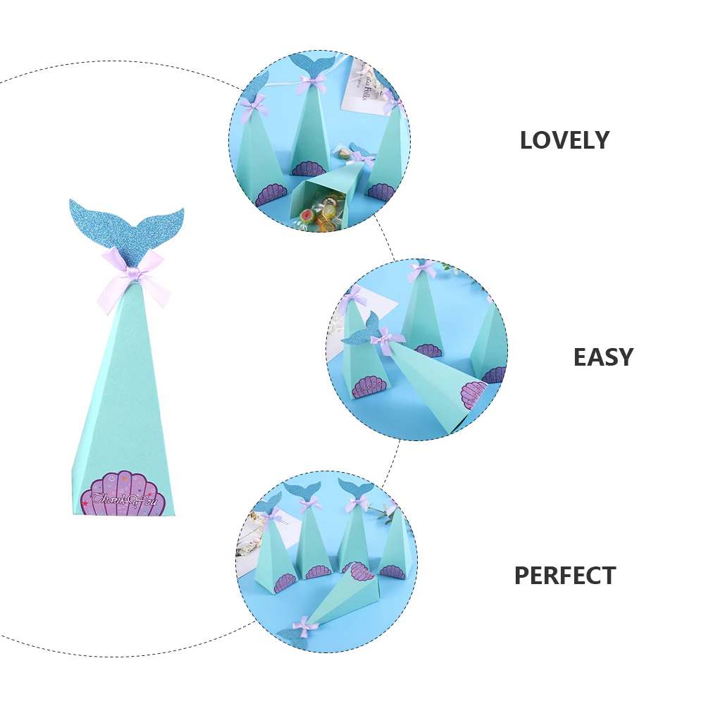 

C Sweets Storage Mermaid Shape White Cardboard Party Favors Gift Boxes Baby Shower Favor Bags Sugar Case Cookie Biscuit