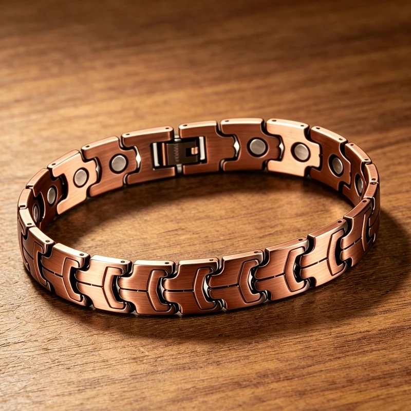 Magnetic Therapy Bracelet for Men Vintage Copper Chain Cuff  Healing Magnet Jewelry Christmas Birthday Gift for Husband