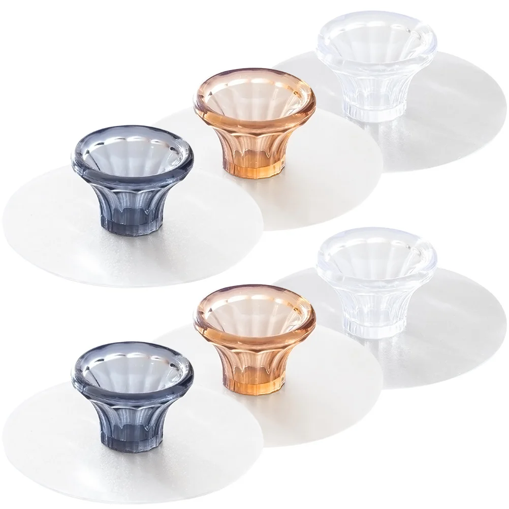 

6Pcs PVC Cabinet Knobs Punch Free Self Stick Adhesive Durable Drawer Pulls Door Handles Kitchen Cupboard Hardware