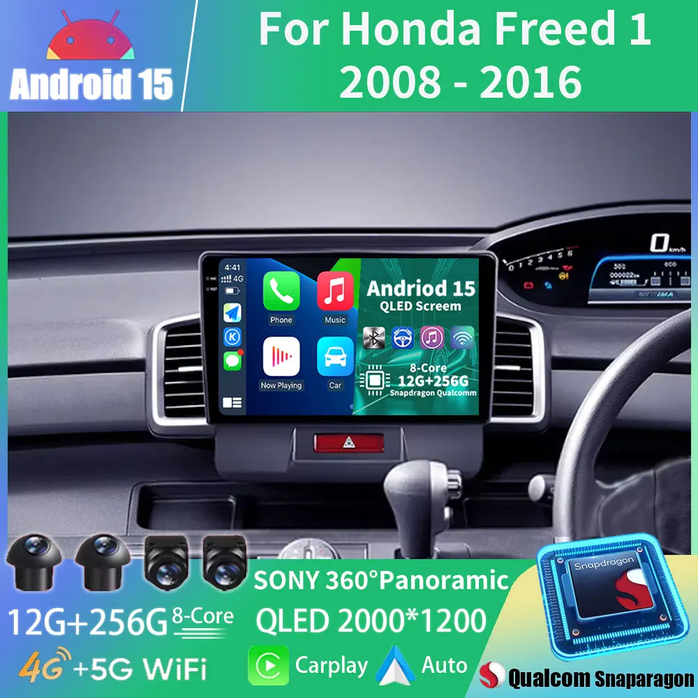 

Автомобильный радиоприемник Android 15 для Honda Freed 1 2008-2016 (RHD) Мультимедийный плеер GPS Navi Головное устройство Беспроводной Carplay Стерео QLED Видео