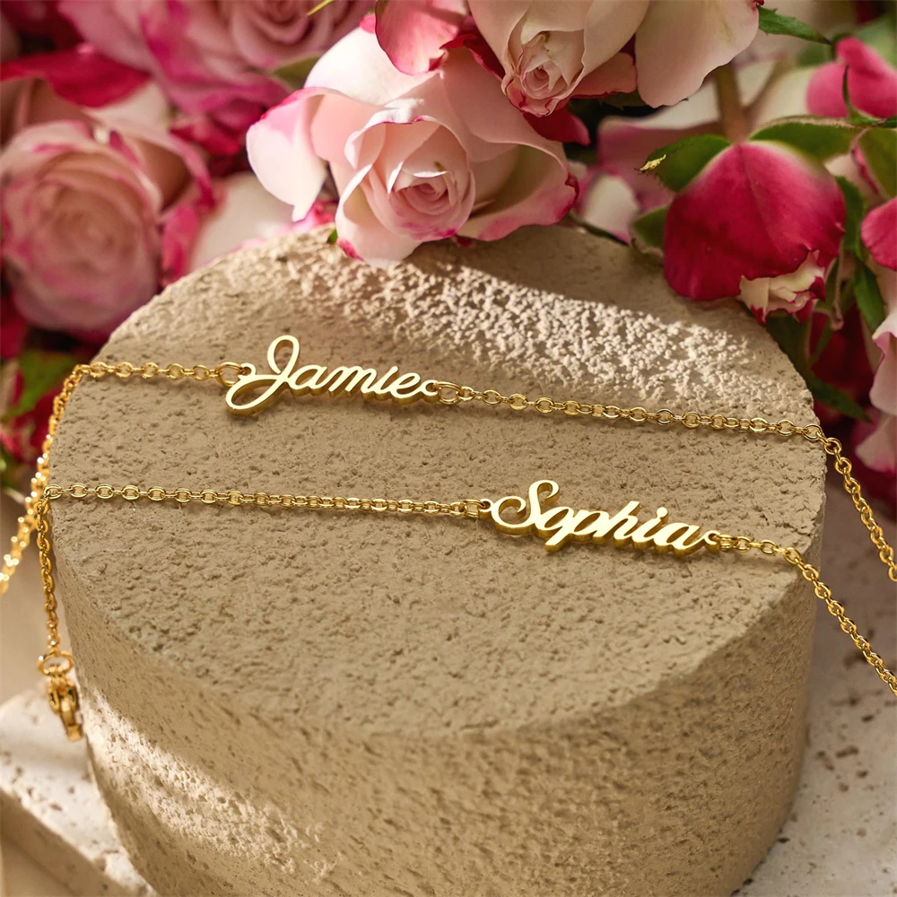 Custom Name Bracelet 18K Gold Plated Nameplate Bracelets Adjustable Hand Link Personalized Jewelry Bridesmaid Gift for Women