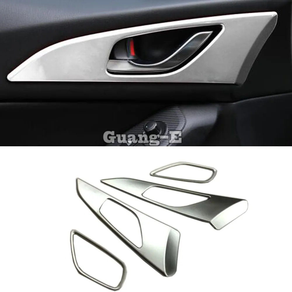 For Mazda 3 Axela M3 2014 2015 2016 2017 2018 2019 Cover Detector Stick Trim Car Door Inner Built Handle Bowl Armrest Lamp 4CPs