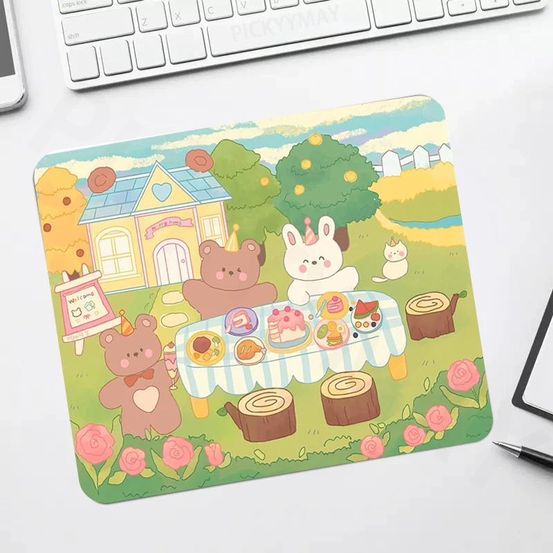 

Small Mouse Pad Cute Bear Office Mousepad Gamer Mousepads Keyboard Mat Desk Rug Pc HD Desk Mats Company Mouse Pad For Gift