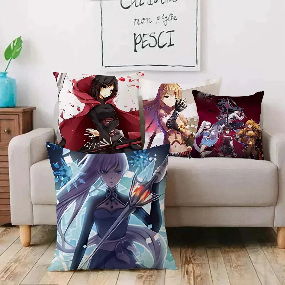 Anime Cute R-RWBY Pillow Covers Cartoon Sofa Decorative Home Double-sided Printing Short Plush Cute Cushion Cover