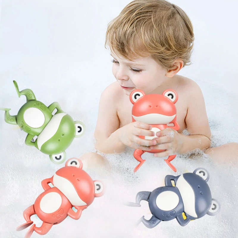 Juguetes de baño para niños pequeños, cadena con mecanismo de relojería para nadar, Rana pequeña para bañarse, Animal lindo para calmar, regalo para