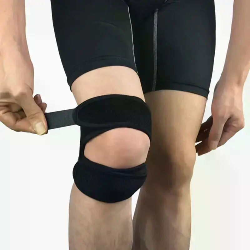 1 PCS Sports Kneepad Double Patellar Knee Patellar Tendon Support Strap Brace Pad Protector Open Knee Wrap Band Fitness Men