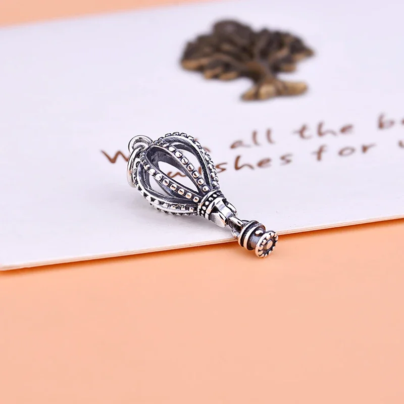 925 sterling silver can open hot air balloon pendant handmade DIY bracelet necklace jewelry accessories