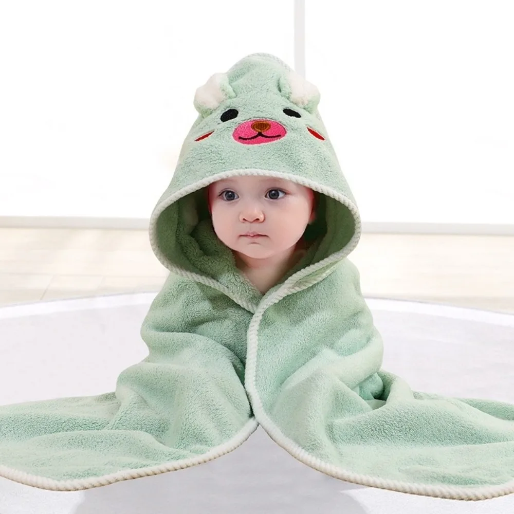 Coral Fleece Toddler Thin Bathrobe Highly Absorbent Large Size Infant Bath Towel Super Soft Cartoon Patterns Baby Blanket
