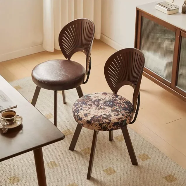 

Домашнее кресло в скандинавском стиле из массива дерева, ретро-дизайн, простое, современное, вращающееся, для длительного сидения, обеденное, со спинкой.