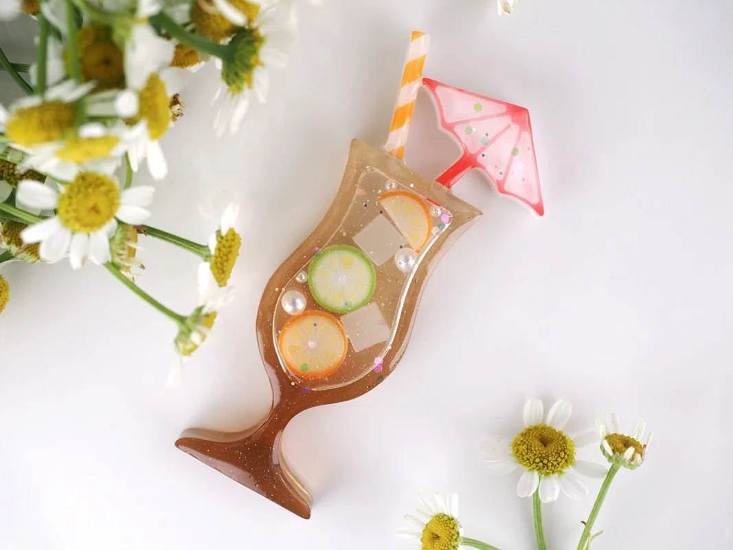 

DIY Quicksand Beverages Cocktails Lemon Ice Cubes Shape Ornaments Silicone Mold Handmade Keychains Pendant Epoxy Resin Molds