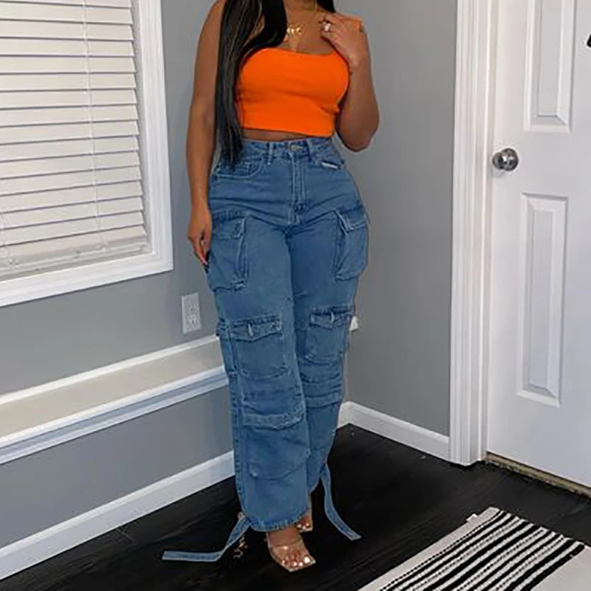 

Denim Pants Capris 2024 Women Ripped Vintage High Waist Straight Wide Leg Pants Jeans Long Pants Work Summer Blue Jeans Capris