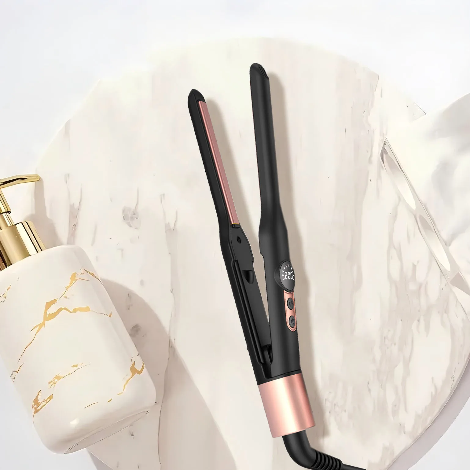 Mini Flat Iron Hair Straightener 1/3 Inch Pencil Flat Iron for Women Portable Travel Straightener and Curler 2 in 1