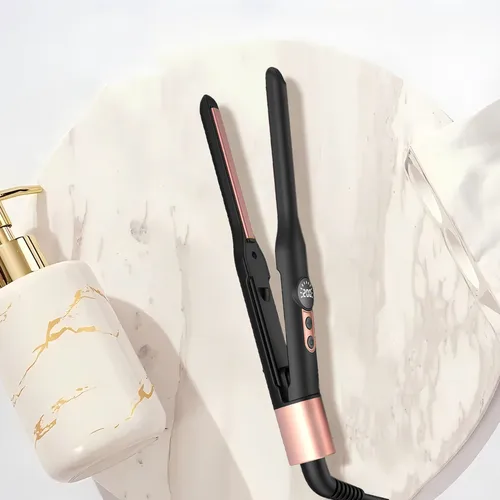 Imagen 2 del producto Mini plancha de pelo plana, plancha plana tipo lápiz de 1/3 pulgadas para mujer, plancha y rizador de viaje portátil 2 en 1