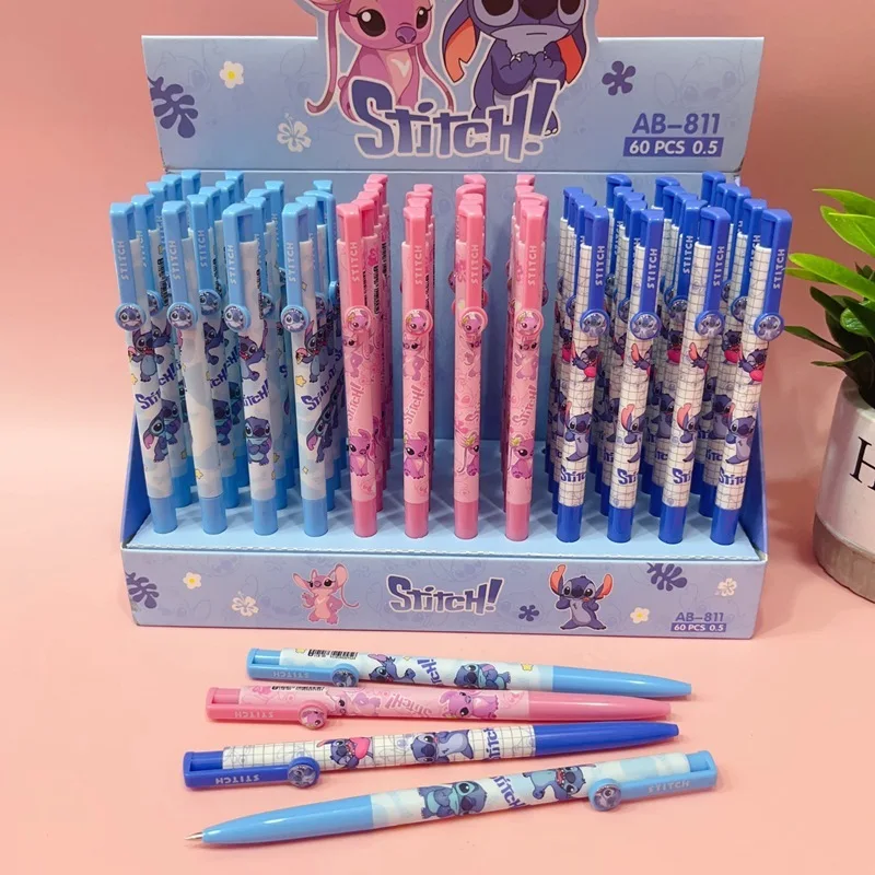 60pcs Sanrio Hellokitty Roller Ball Pen Melody Stitch Signature Neutral Pen Student School Supplies Stationery Wholesale Gel Pen