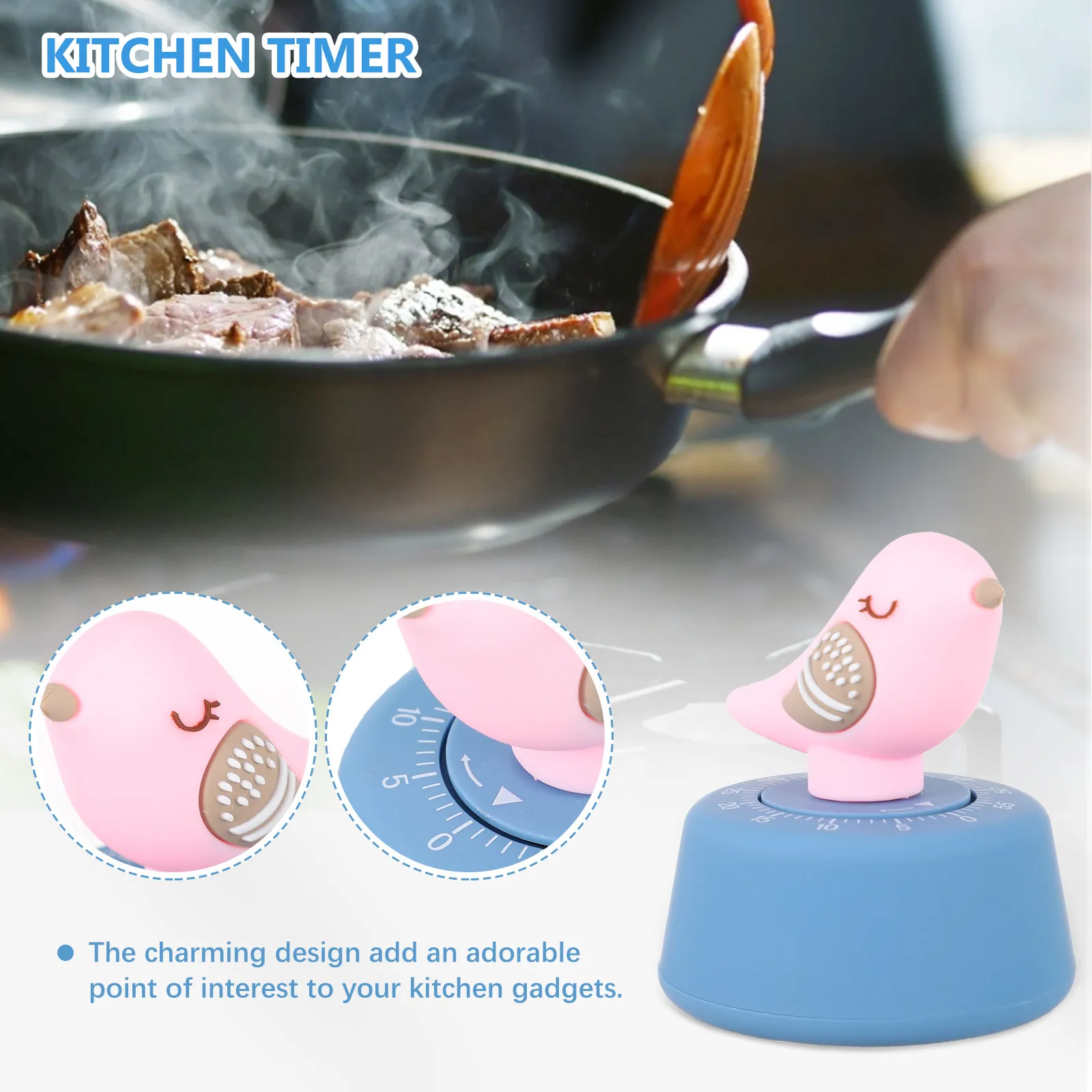 1Pcs Kitchen Timer Cartoon Mechanical Wind Up Cooking Timer Manual Alarm Clock Household Timing Tool for Baking Cooking