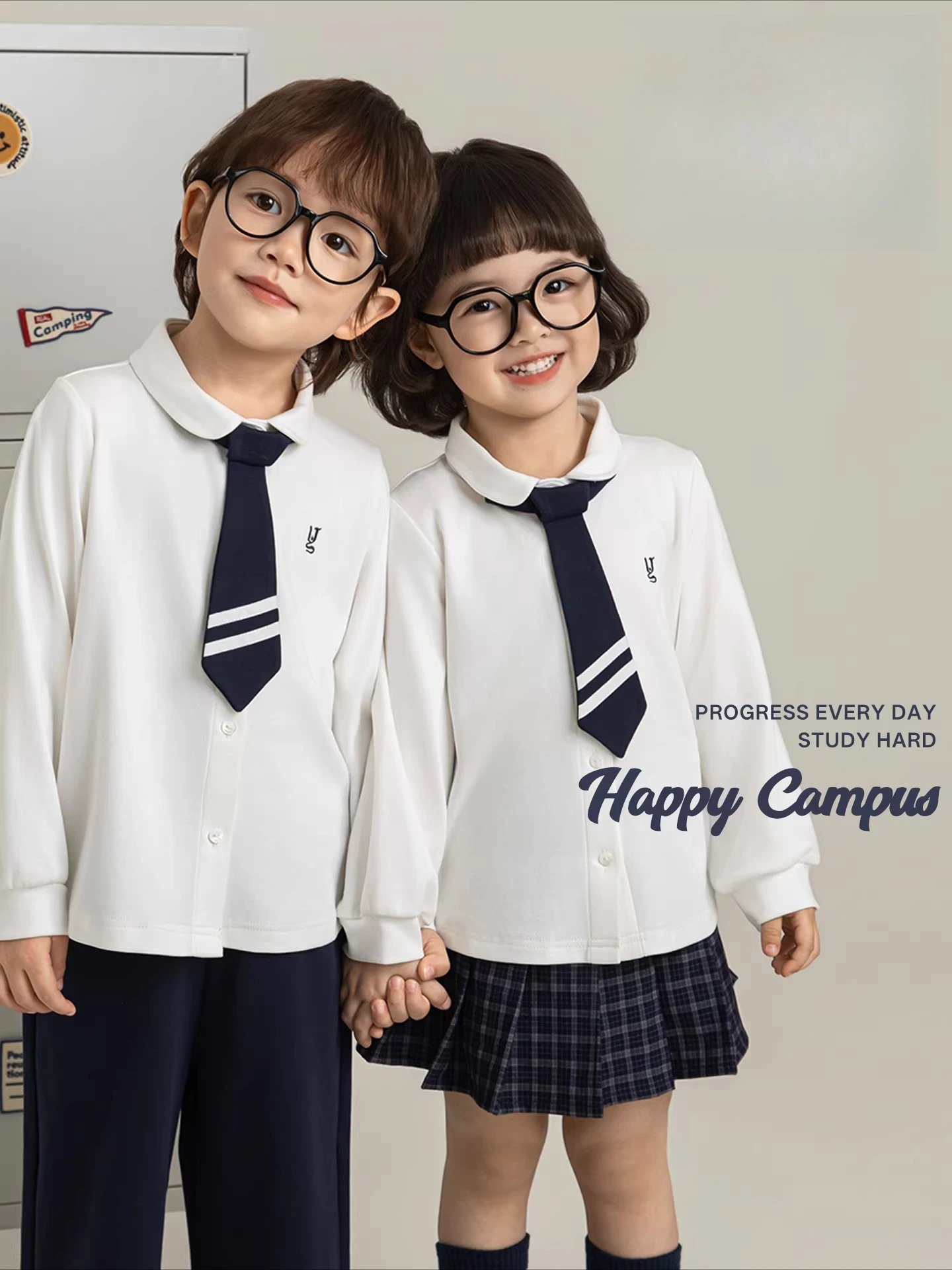 2026 Spring Girls Retro Navy Collar Vest Ankle Pants School Set Comfort Kids Daily 3-12Y