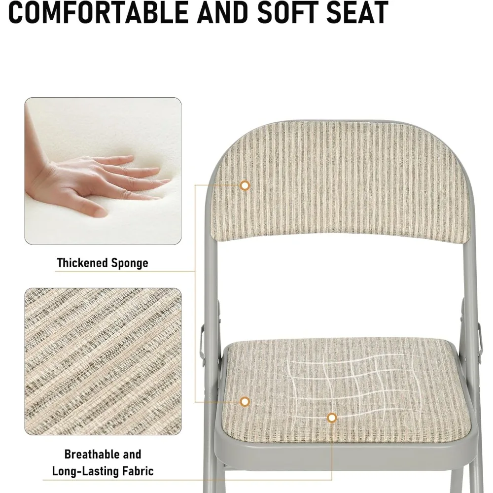 16 Pack Folding Chairs with Fabric Padded Cushion, Fabric Dining Chair Set Portable Indoor Outdoor Stackable Folding Chair
