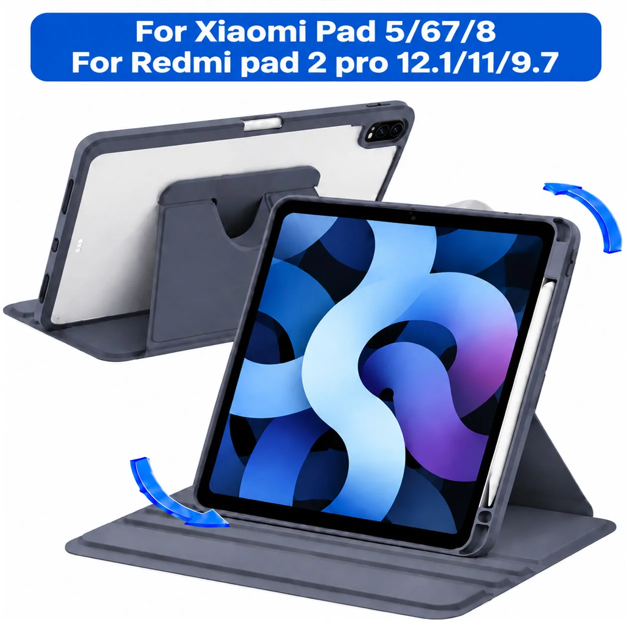 Case For Redmi Pad 2 Pro 12.1 SE 11 9.7 K Pad2 8.8 Wake Up&Sleep Acrylic Cover Xiaomi Pad 5 6 Pro 11 7 8 9 Pro 11.2 Pen Holder