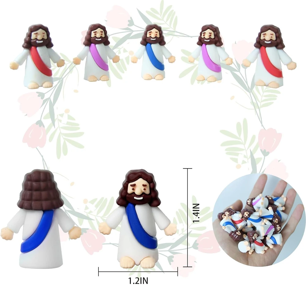 5/10 قطعة منمنمات يسوع المطاطية الصغيرة، شخصيات صغيرة لطيفة للمنزل والمكتب والمناظر الطبيعية الصغيرة لتزيين الحرف اليدوية، هدايا الحفلات