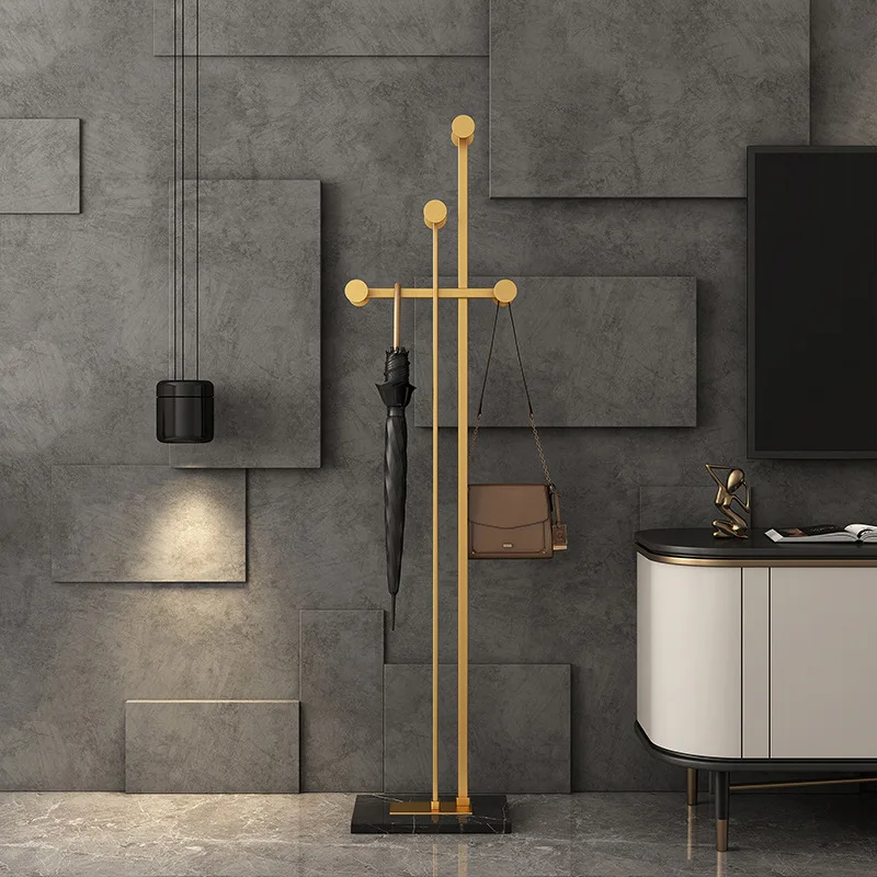 Italian light luxury marble metal hanger floor-to-ceiling bedroom, room clothes rack, living room entrance coat rack