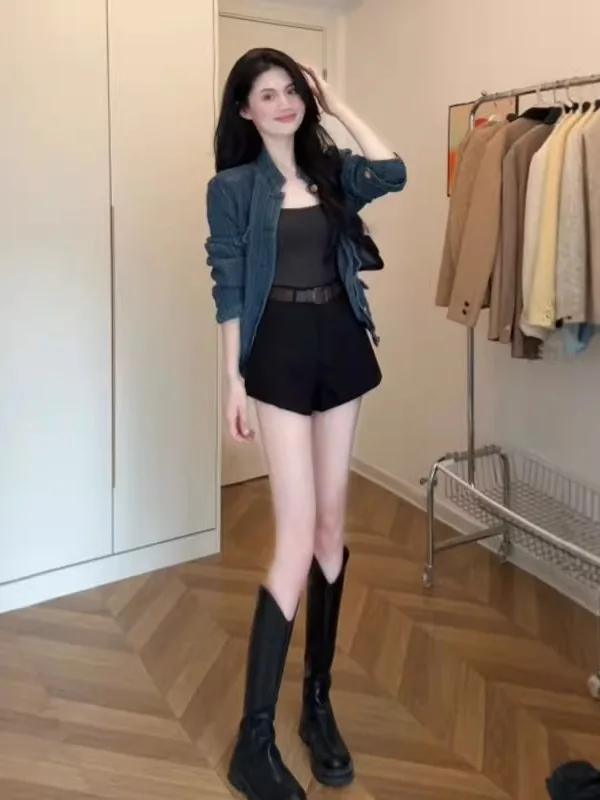 

Корейская модная укороченная джинсовая куртка Slim Fit для женщин, весна-лето, бренд X-78, подходит для путешествий